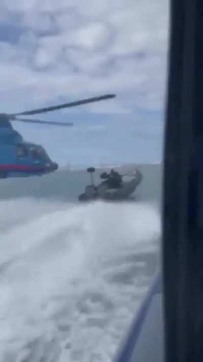 Spanish Customs helicopter chasing down smugglers boat