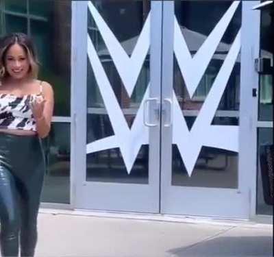 Kayla Braxton in some vinyl pants