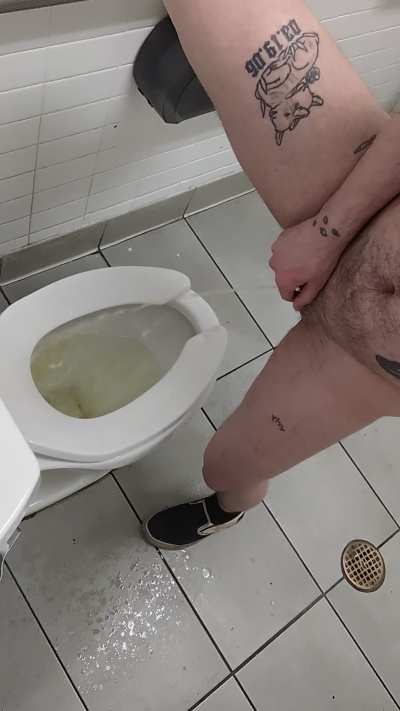 spraying all over public restroom