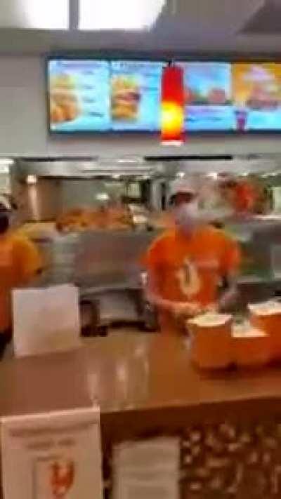 Accusing the poor cashier for something he didn't do... Poor Alex....