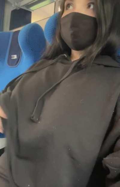 Big boobs in the train