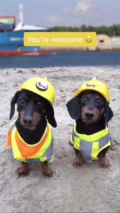 Thanks to such diligent workers the ship is free.