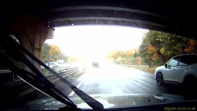 Idiot cuts me off and immediately crashes...