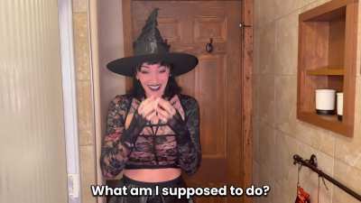 Witch Step-Sis Gets Covered in Cum at Halloween Party