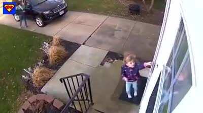 Kid opens the door on a wondy way