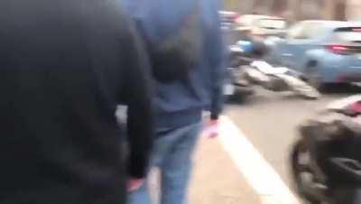 Taunting other motorists while riding in heavy traffic