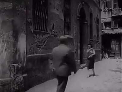 This man hid his left arm to avoid touching the lady