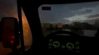 Sudden downpour in a Semi Truck, Nashville TN