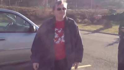 Insane Karen Threatens Man In Front Of Cop