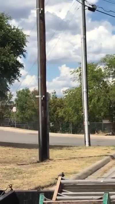 Telephone pole catches fire