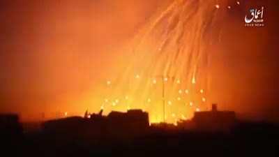 White Phosphorous shells exploding over their targets: