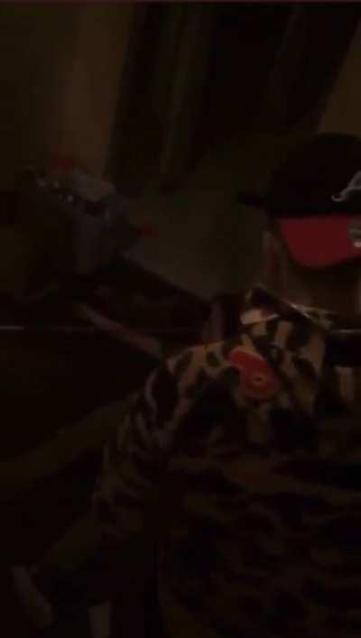 You can see the exact moment his soul re-enters his body.