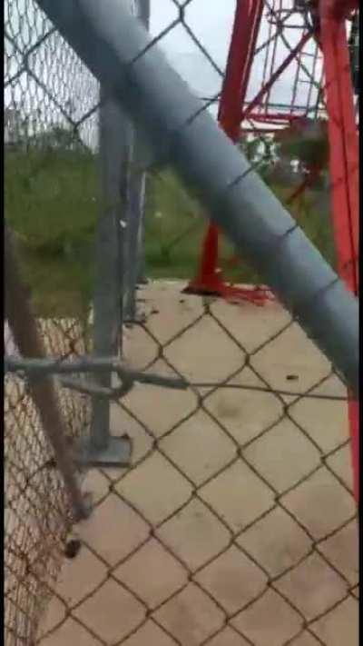 The only cell phone signal tower near us, they even stole the transformer!