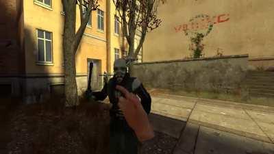 Fun Fact: Metrocops will get aggressive when flipped off in HL2: VR