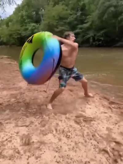 A crazy dude at the beach