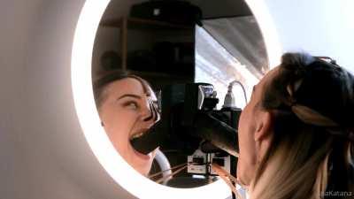 Most complex Deepthroat Training set up to date! Nosehook, Blind Lenses, Nose Counter, Hitachi controlled by the chin pedal/collar band to keep me motivated, inflatable buttplug in my ass that inflates one pump for each second when I'm not swallownig and 