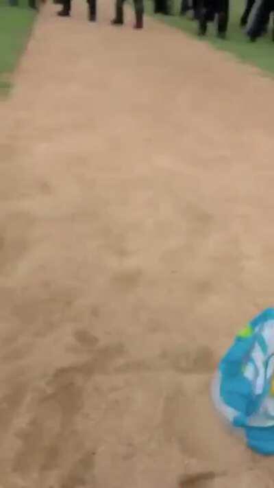 Young man gets arrested for exercising his first amendment rights during a peaceful protest...this is fascist America.