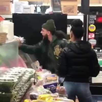 Man loses it at the deli