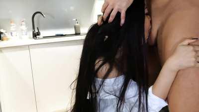 asian babe gets her face destroyed!