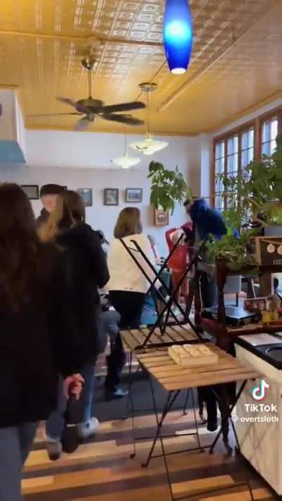 Calling out a politician at a cafe 