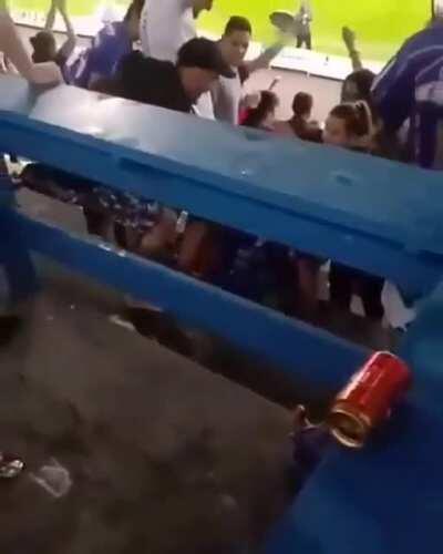 My man getting a lil' too excited at a soccer game