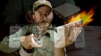 Fireproof tile made from kitchen ingredients (similar to Starlite). The fire resistance comes from the spontaneous generation of carbon foam.