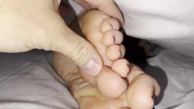 Oops! She woke up while playing