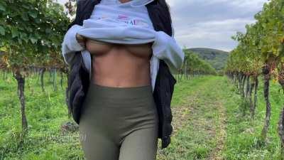 Grape picking and my boobies [gif]