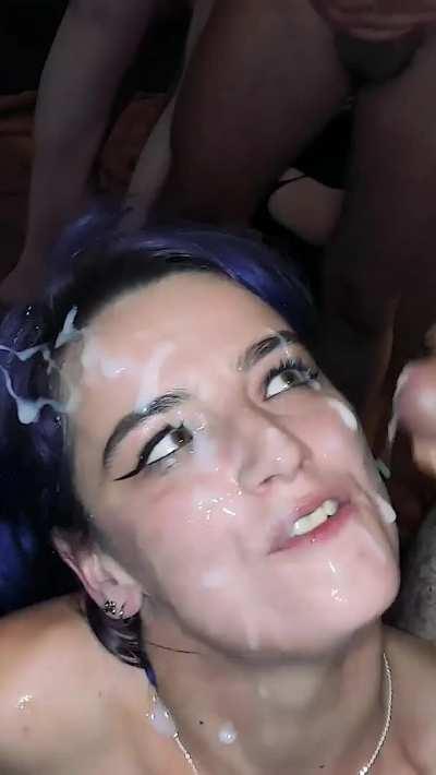 Multiple loads of hot sticky cum on her beautiful young face