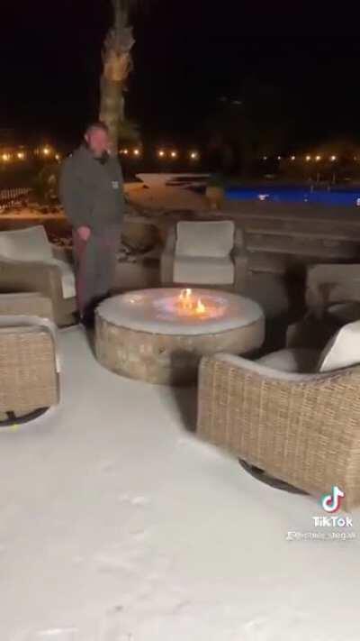Lighting a frozen fire pit