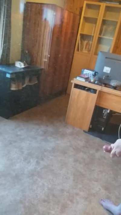 massive load shoots across the room