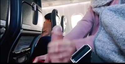 Fly with me 😈 giving a handjob on a plane next to people