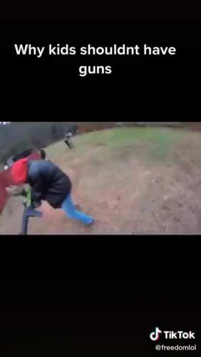 cool kid shoots at people with airsoft gun