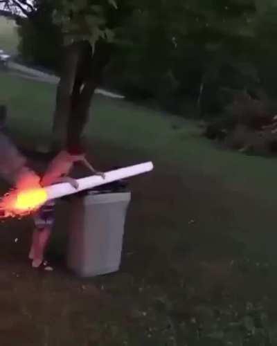 HMB while I shoot this homemade rocket launcher.