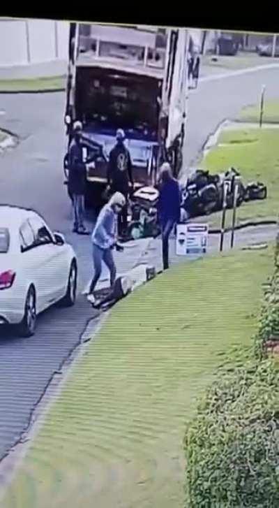 Playing with cricket bat found in trash