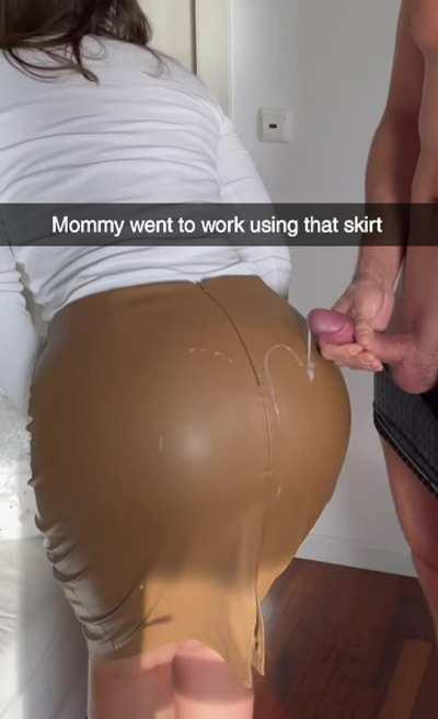 I didn't notice she had cum on her skirt