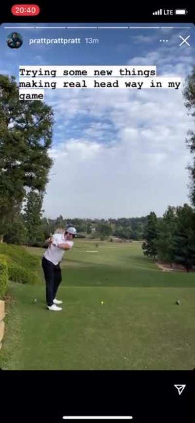 Chris Pratt working on his swing 😂