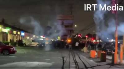 JUST IN: Los Angeles Sheriff’s Deputies are now PELTING rioters with expIoding munitions.