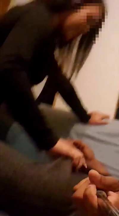 Latina asian wife couldn't control her excitement when she felt what I'm packing