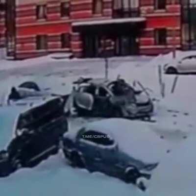 Today in St. Petersburg Russia, a car with a man inside exploded, the driver received burns but survived.