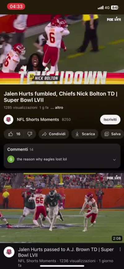 Fumble touchedown, Bolton take hurts ball and scores. KC - Philadelphia @ Super Bowl 12/2/2023