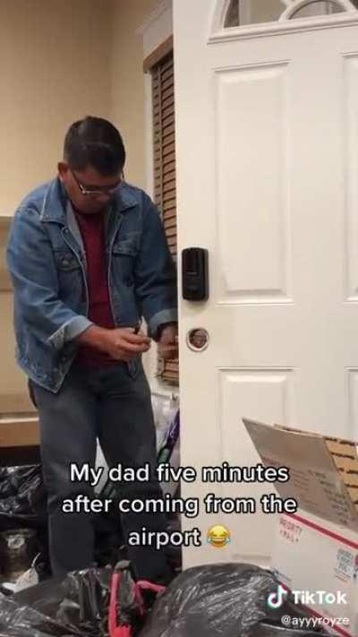 Dad comes home from the airport