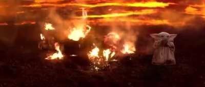 Baby Yoda stays warm