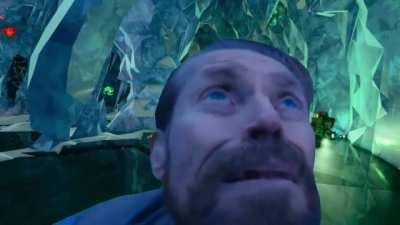 Me, a Gunner, following Molly blindly to the drop pod and watching her start climbing to a supply pod hole.