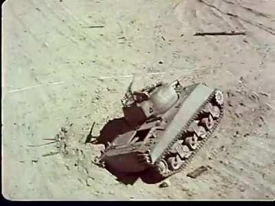 Sherman and M7 Priest heaved by an atomic detonation during Operation Desert Rock [640x480]