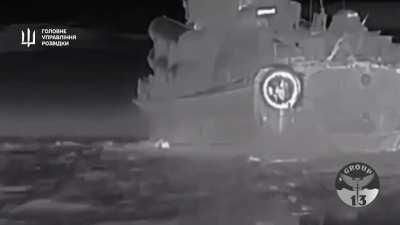 HUR posted a video of Ukrainian sea kamikaze drones destroying Russian Guided Missile Corvette 