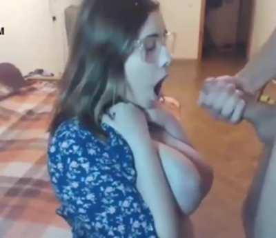 Hot Amateur Cumslut Gets A Big Facial After Blowjob