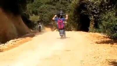 HMFT after I practice wheelie with my buddy