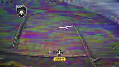 The FPV drone of the KOSCHEY GROUP operators of the 37 MBMP brigade hit the Lancet. March 2025, somewhere in the airspace.