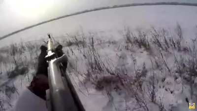 North Korean soldier POV getting blown up by a Ukrainian drone.